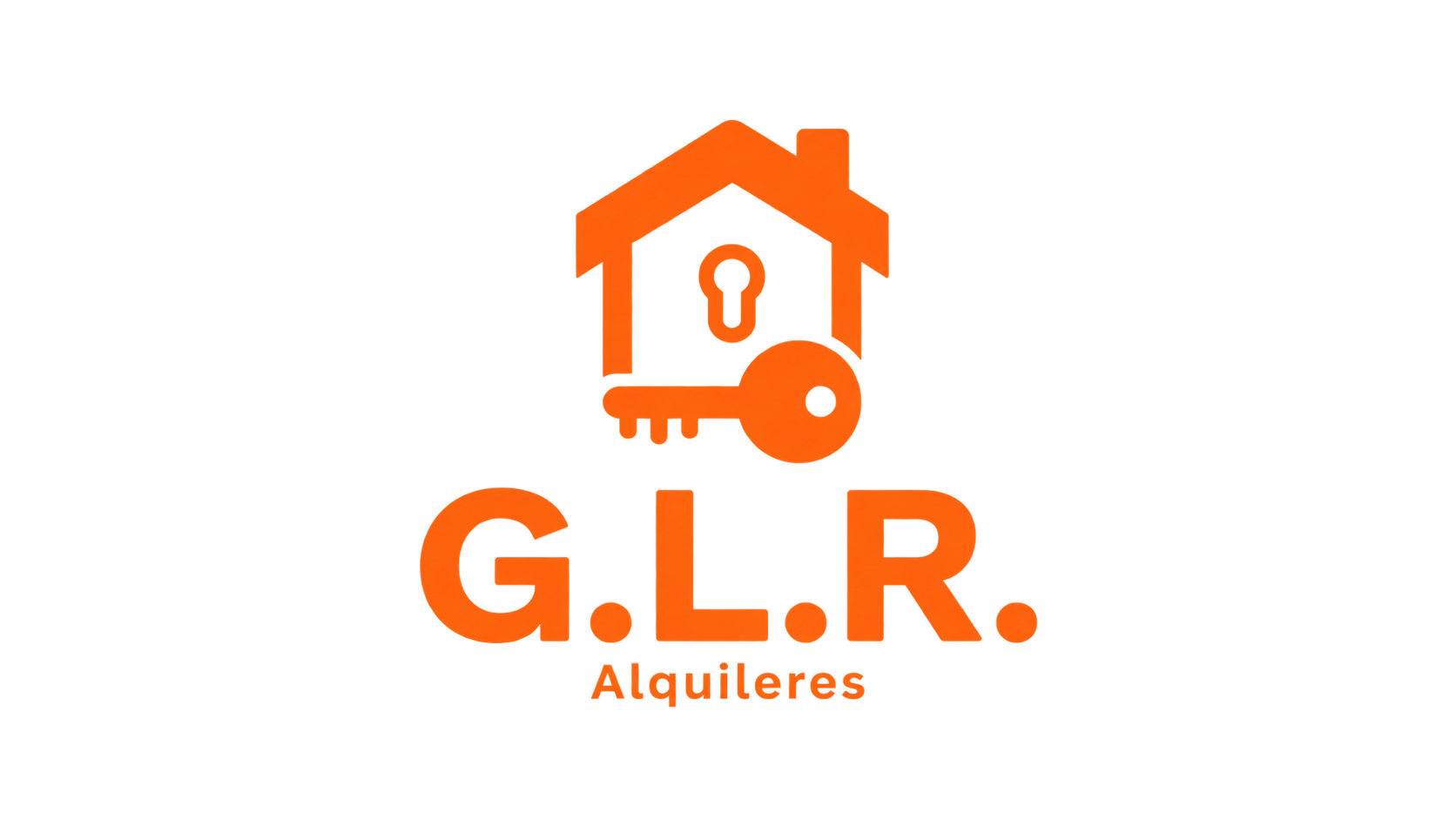 Logotipo naranja de casa y llave con texto
